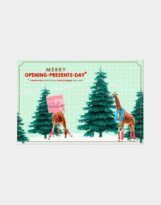 Kerstkaartjes set van 5: giraffe