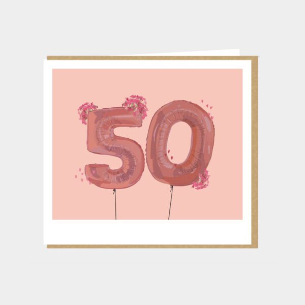 Kaartje 'Kelly Marie': 50 jaar (roos)