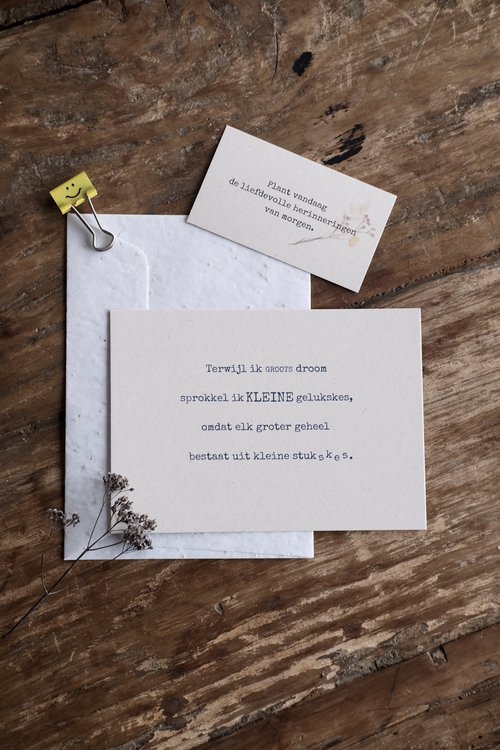 Kaartje 'Caduc': 'Gelukskes'