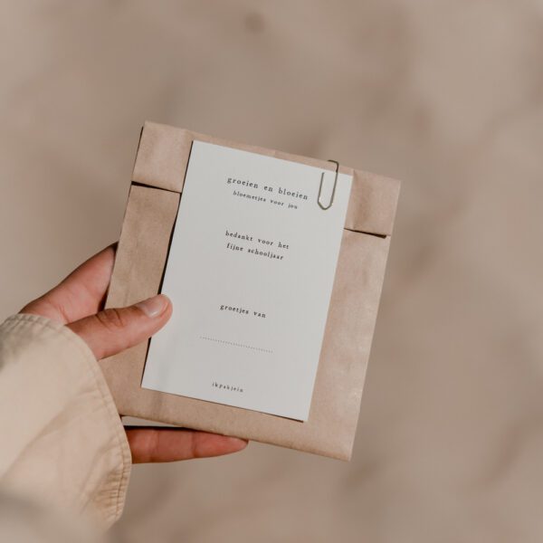 Bloemenzaadjes mix met kaartje voor Juf/Meester