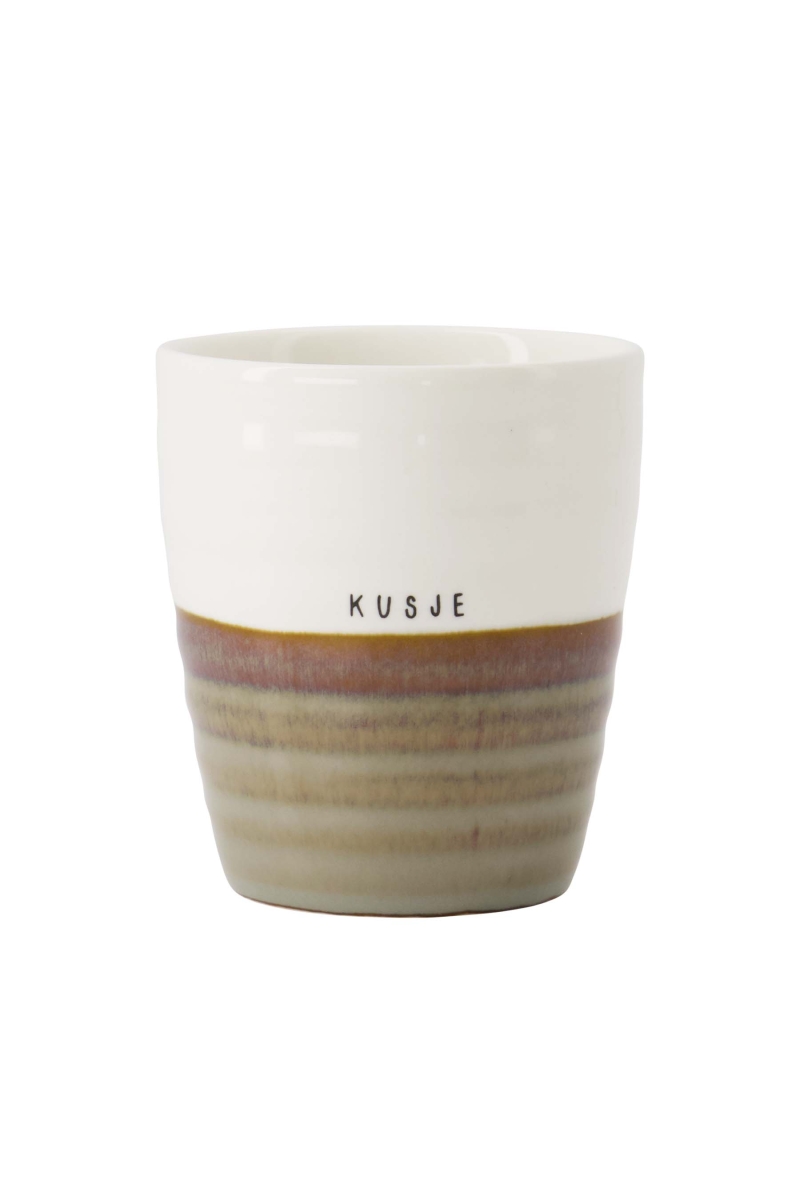 Zusss: Koffiemok 'Kusje' grijsblauw/wit