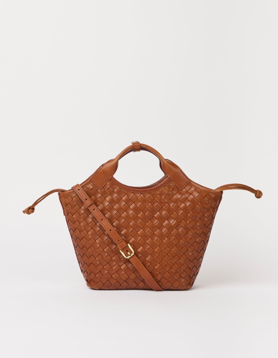 OMyBag: 'Mara' Midi cognac geweven leder