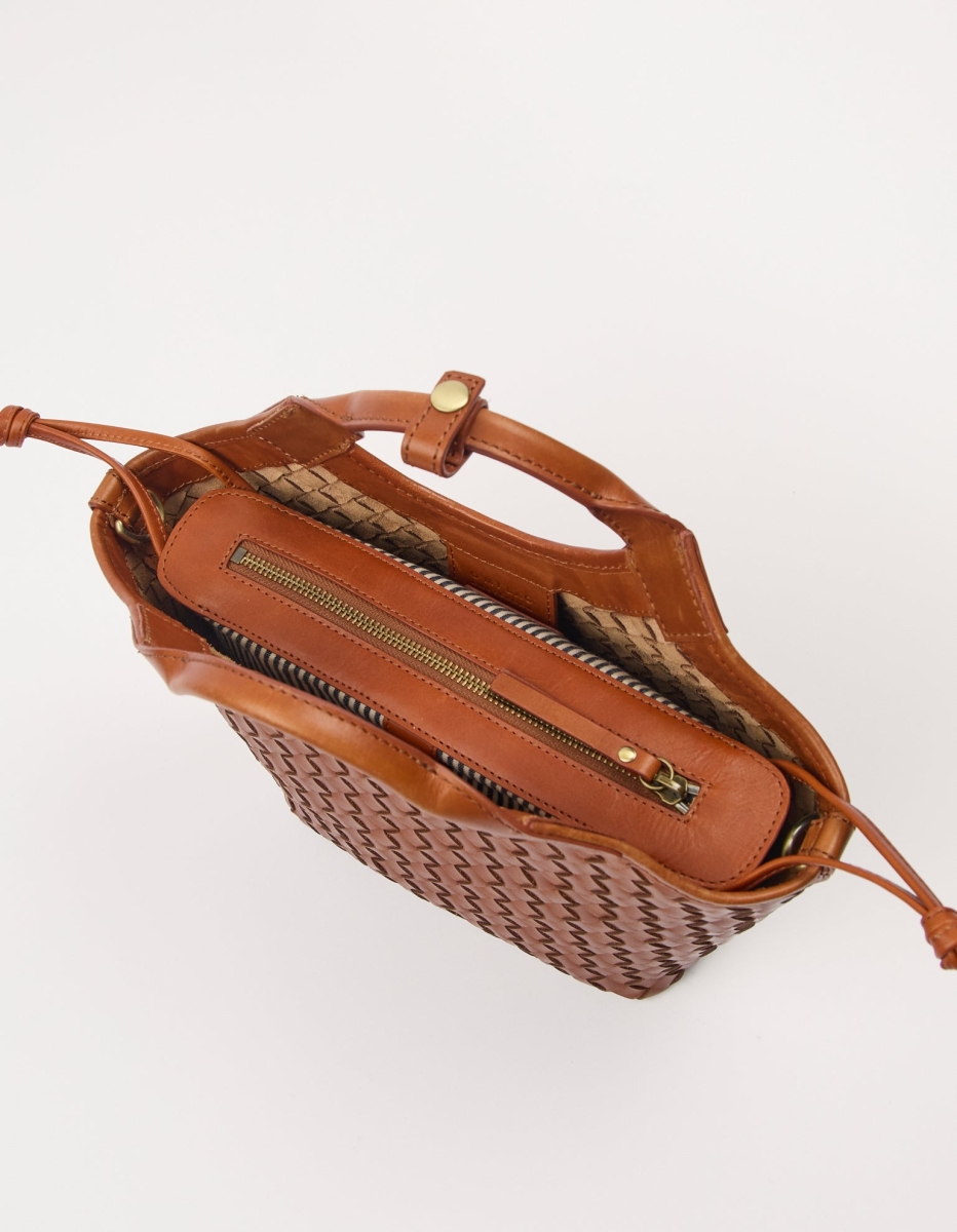 OMyBag: 'Mara' Midi cognac geweven leder