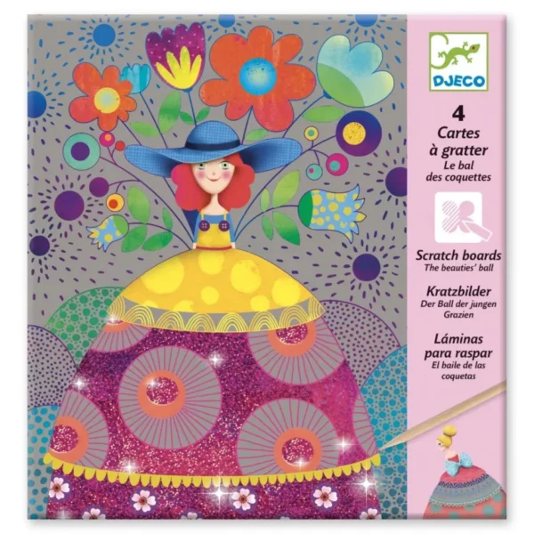 Djeco: Kraskaarten 'Glitter kleedjes'