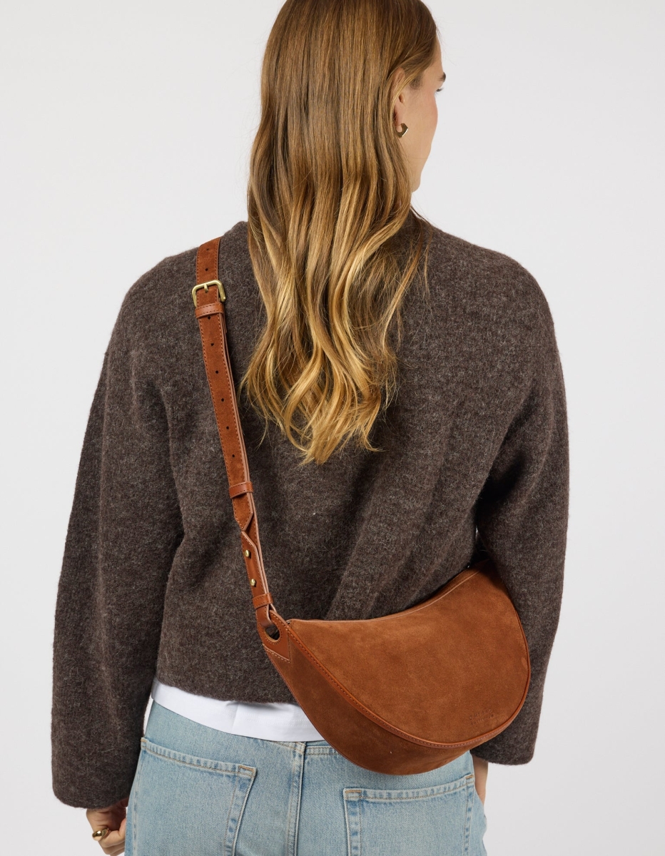 OMyBag: 'Leo' midi cognac suède