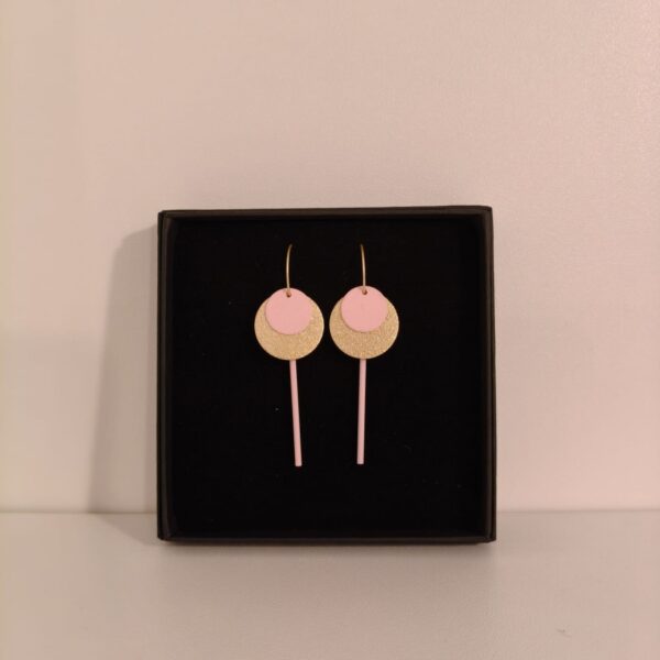 MBE: Hangers cirkel duo en staafje roze/goud