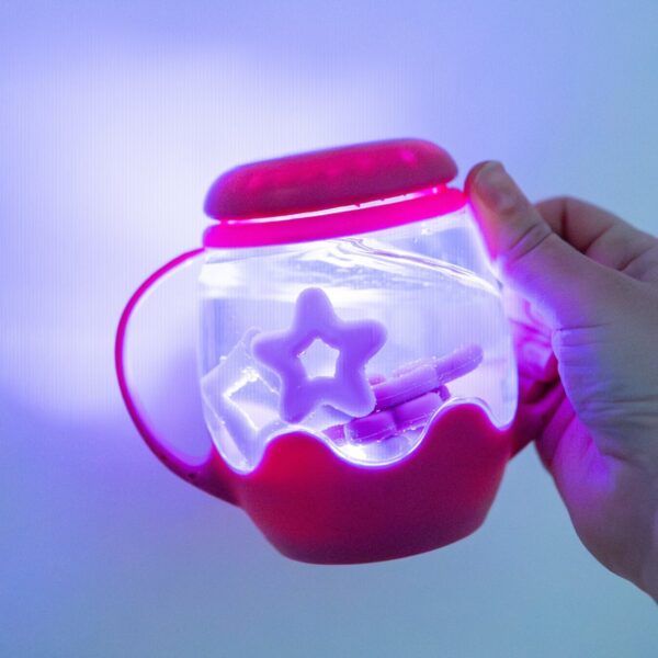Glo Pals: 'MINI Sensory play jar' roze set met vormen