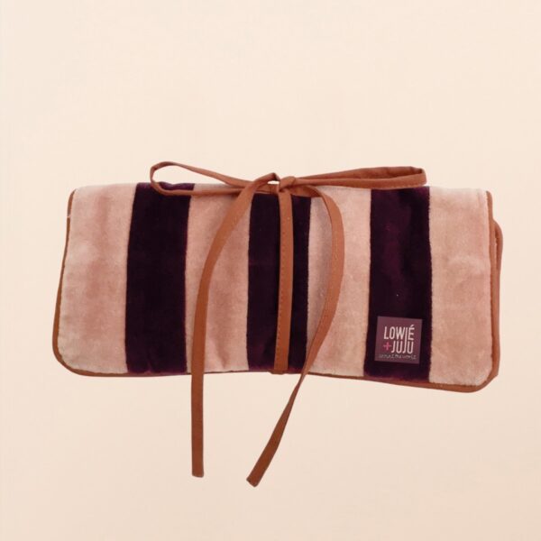 Muja Juma: Pouch voor juwelen rose/burgundy striped
