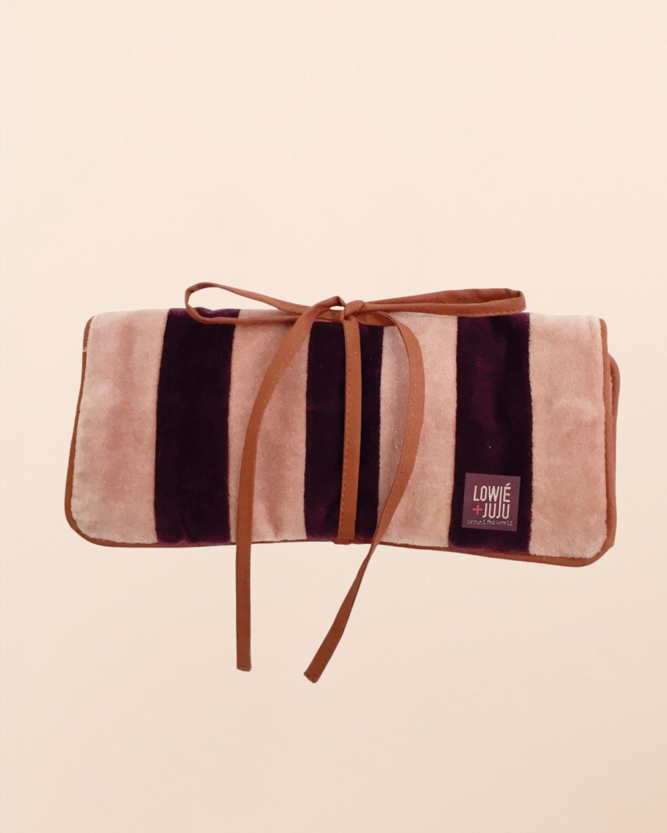 Muja Juma: Pouch voor juwelen rose/burgundy striped