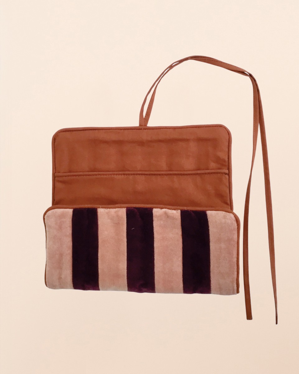 Muja Juma: Pouch voor juwelen rose/burgundy striped
