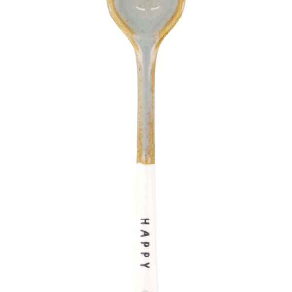 Zusss: Lepeltje keramiek 'Happy' white/ash blue