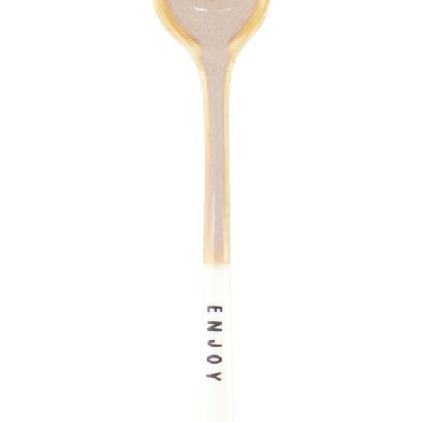 Zusss: Lepeltje keramiek 'enjoy' white/dark sand