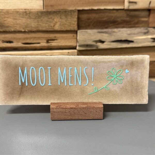 Kleine houten display voor langwerpig tegeltje