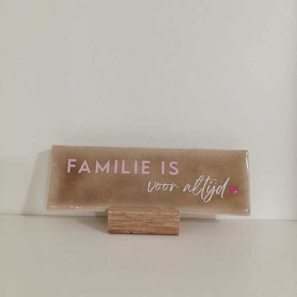 Langwerpig tegeltje: Familie voor altijd' Taupe