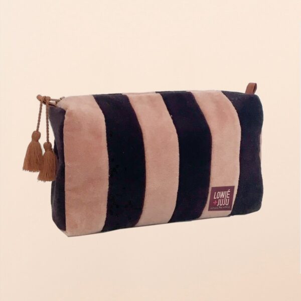 Muja Juma: Medium pouch rose/burgundy striped