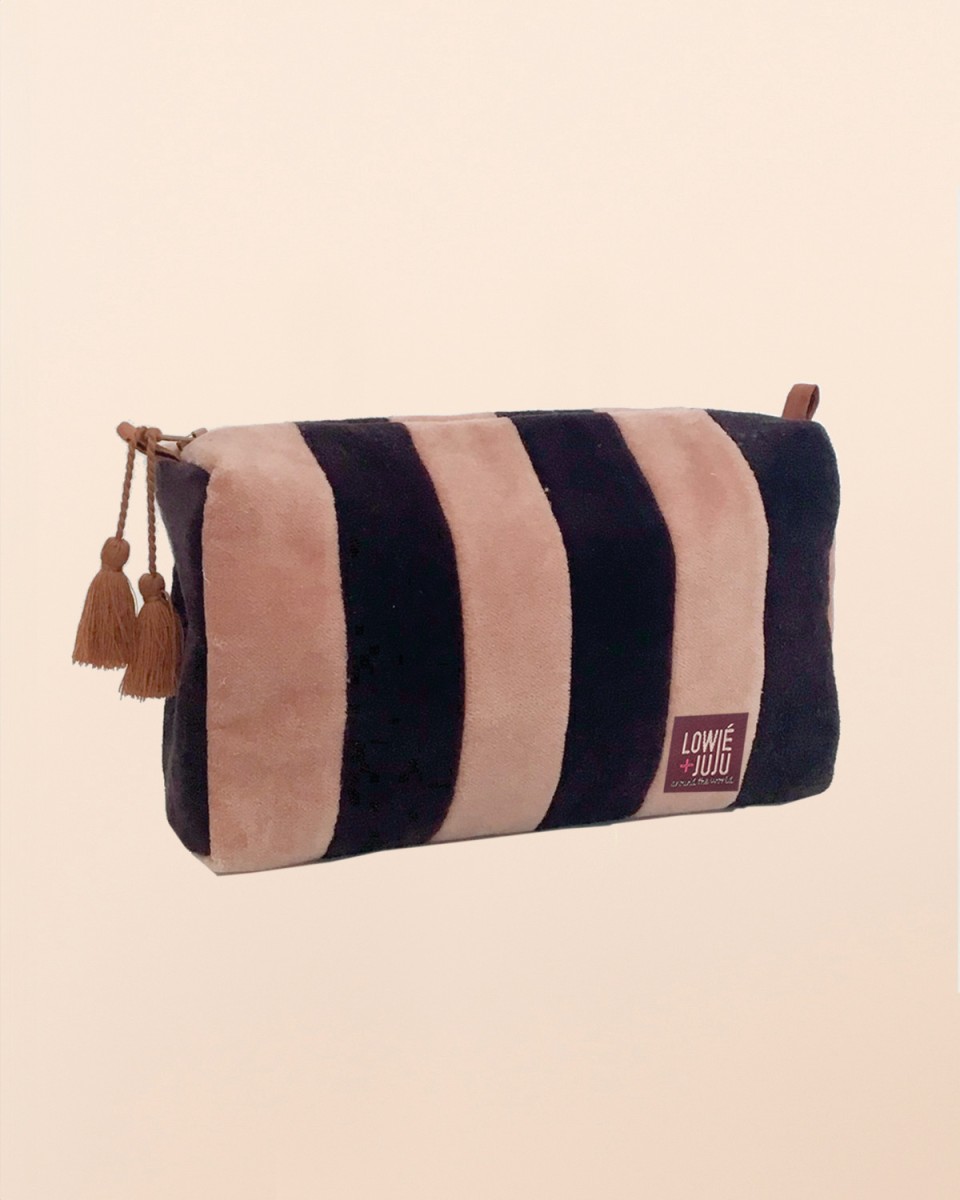Muja Juma: Medium pouch rose/burgundy striped