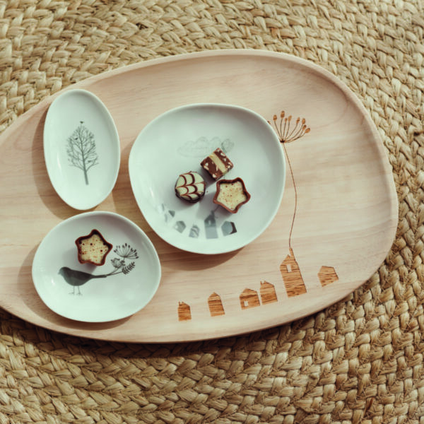 Räder: Houten schotel medium 'huisjes'