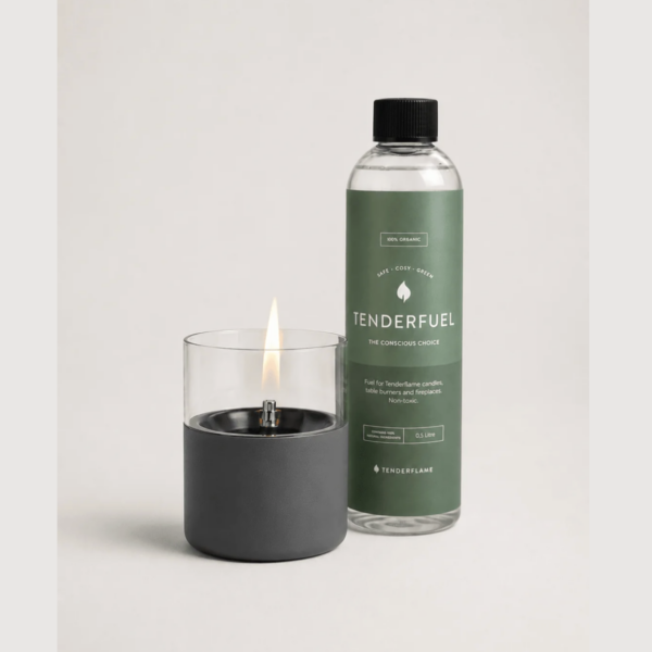 Tenderflame kaarsen: Giftset 'Lily 10 grijs en Tenderfuel 0,5L'